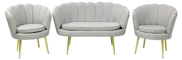 Set Canapea Myra cu 2 Fotolii Gri Deschis