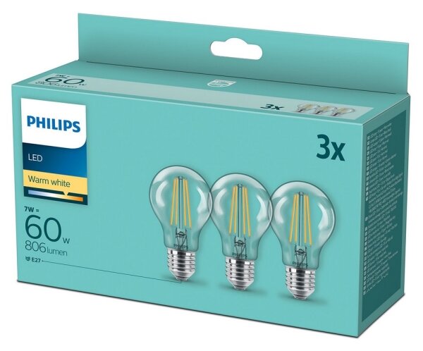 SET 3x Bec LED VINTAGE Philips A60 E27/7W/230V 2700K