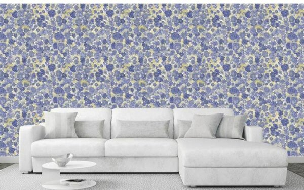 Tapet vlies de lux motiv floral albastru