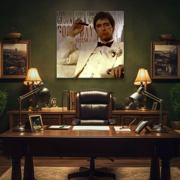 Scarface pictură pe pânză Fiecare zi deasupra pământului este o zi bună - 50x50 cm