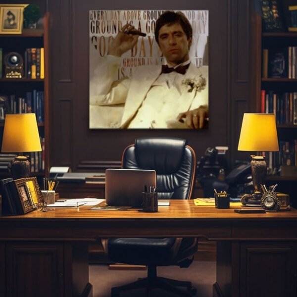 Scarface pictură pe pânză Fiecare zi deasupra pământului este o zi bună - 50x50 cm