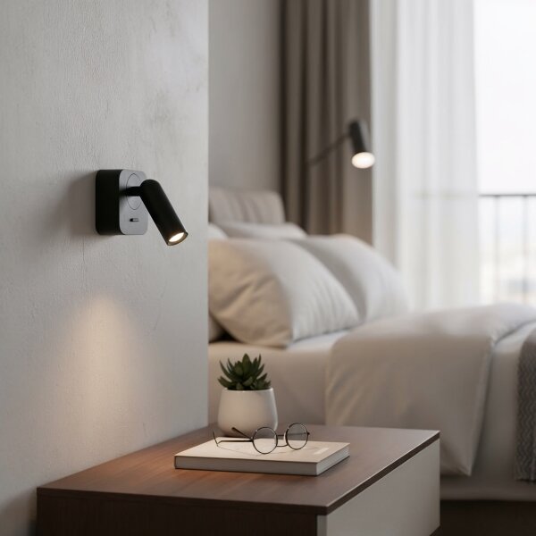Spot LED de perete BEAN LED/3W/230V negru Ideal Lux
