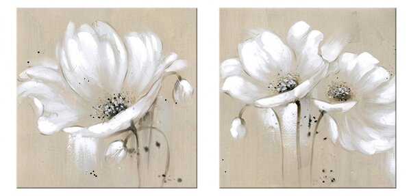 Tablou pictat manual manual FLORI - 80x40 cm