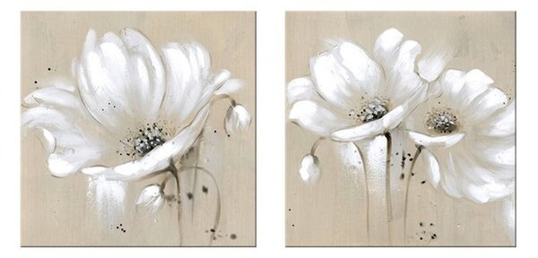 Tablou pictat manual manual FLORI - 80x40 cm