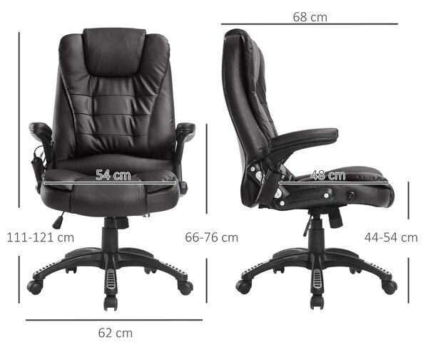 HOMCOM Fotoliu cu 6 Puncte de Masaj și Înălțime Reglabilă, 62x68x111-121 cm, Maro | Aosom Romania