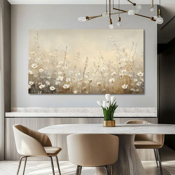 Tablou floral de vis | finisată de mâna artistului - 40x80 cm