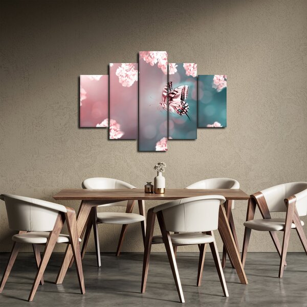 Tablou - Fluture între flori (150x105 cm)