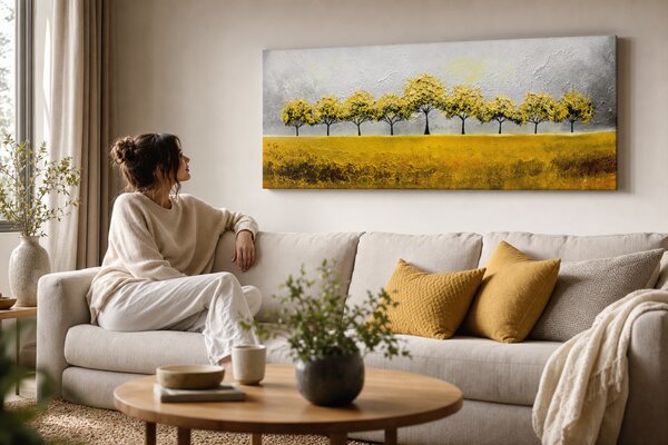 Tablou pictat manual manual COPACI 1 buc - 120x50 cm / Clasic 2 cm