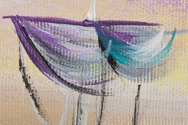 Tablou pictat manual NAVE PE MARE 1 parte - 70x70 cm