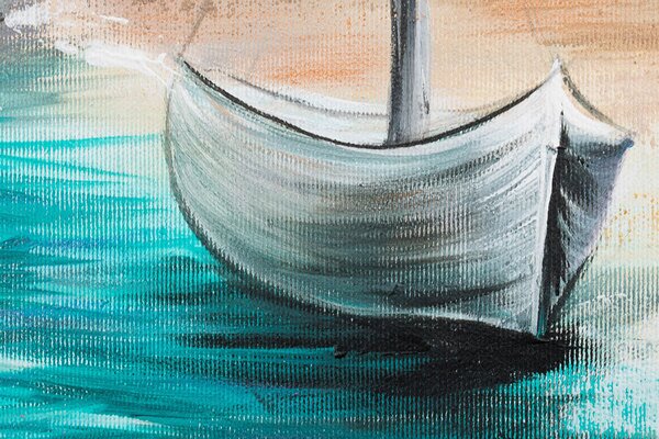 Tablou pictat manual NAVE PE MARE 1 parte - 70x70 cm