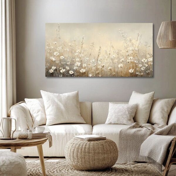 Tablou floral de vis | finisată de mâna artistului - 40x80 cm