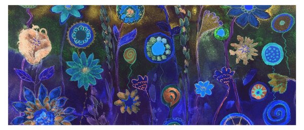 Tablou - Flori albastru închis (120x50 cm)