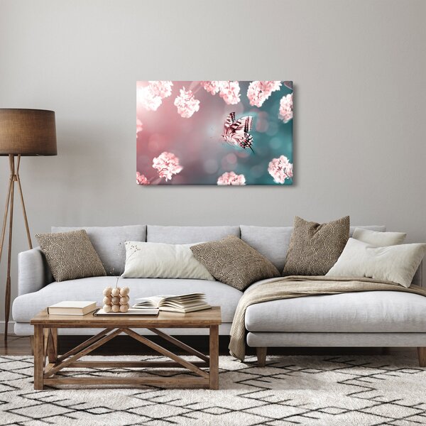 Tablou - Fluture între flori (90x60 cm)