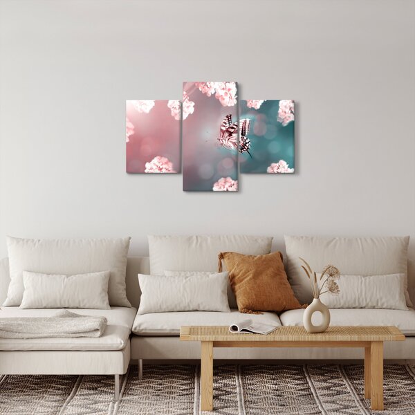 Tablou - Fluture între flori (90x60 cm)