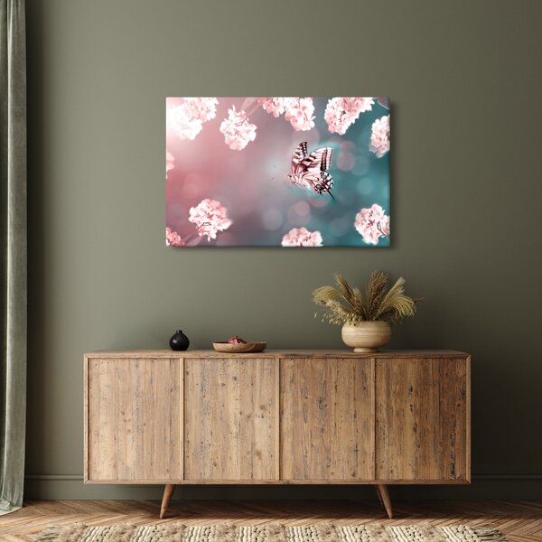 Tablou - Fluture între flori (90x60 cm)