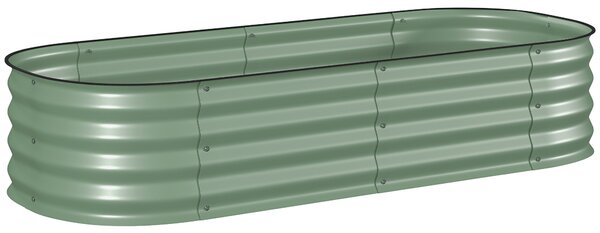 Outsunny Paturi Inaltate Galvanizate pentru Gradina, Cutie Inaltata din Metal cu Margine de Siguranta, pentru Cultivarea Florilor, Ierburilor, Verde