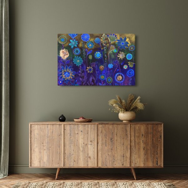 Tablou - Flori albastru închis (90x60 cm)