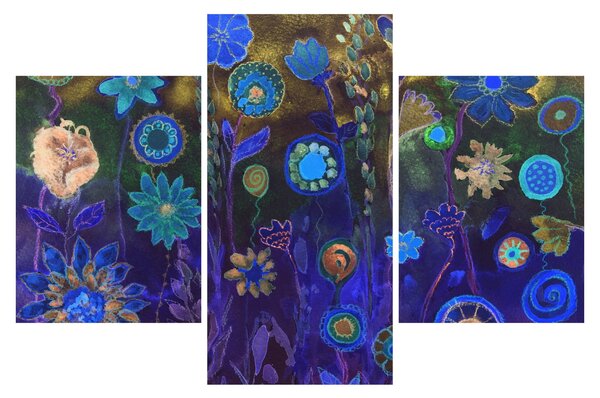 Tablou - Flori albastru închis (90x60 cm)