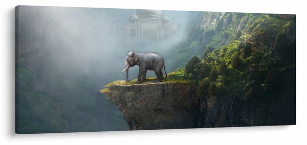 Tablou - Elefant în vârful Taj Mahalului (120x50 cm)