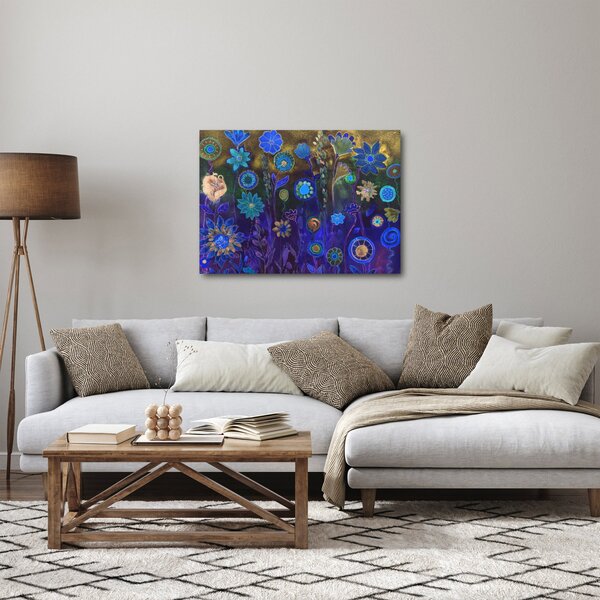 Tablou - Flori albastru închis (70x50 cm)