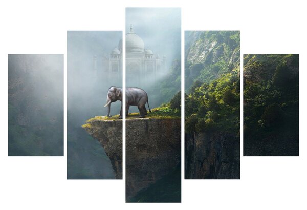 Tablou - Elefant în vârful Taj Mahalului (150x105 cm)