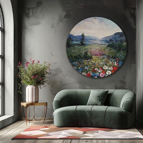 Tablou pictat rotund Dimineața calmă - 60 cm