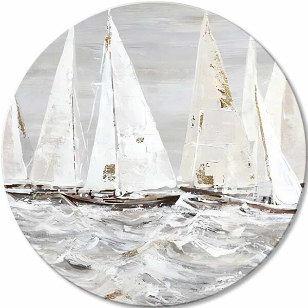 Tablou pictat rotund Dimineața în ocean - 60 cm