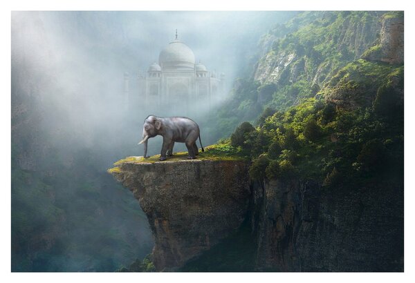 Tablou - Elefant în vârful Taj Mahalului (90x60 cm)