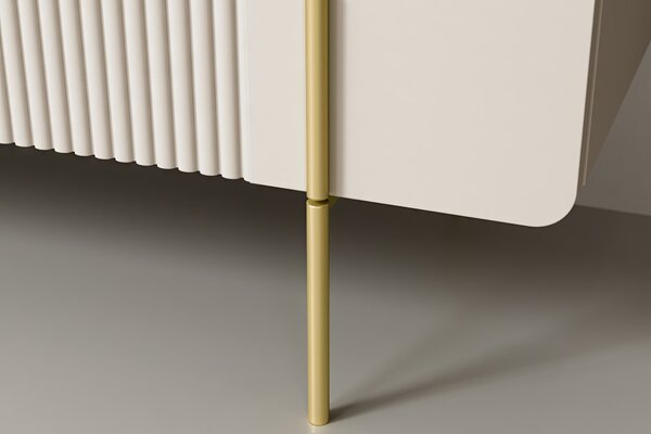 Comodă cu trei uși Malmi 150 cm - cashmere / crema bianca / picioare aurii