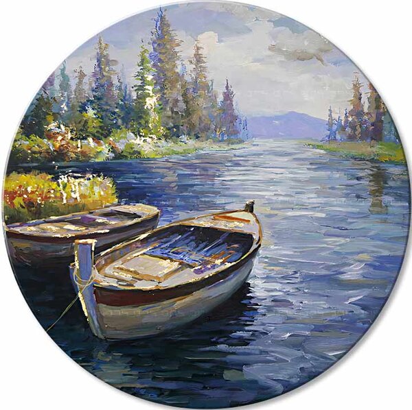 Tablou pictat rotund Începutul unei aventuri - 60 cm