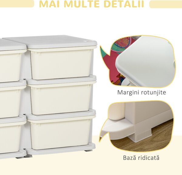 HOMCOM Comodă cu 6 Sertare pentru Copii 3-6 Ani cu Margini Rotunjite, din PP Crem, 75x37x56.5 cm | Aosom Romania