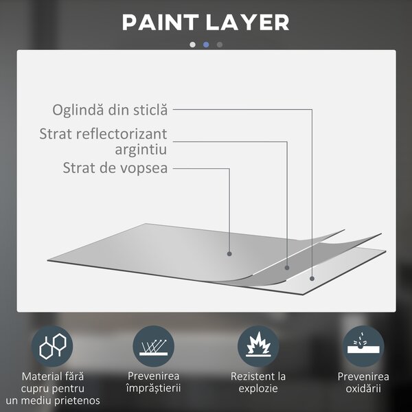 Kleankin Oglinda de Baie Rotunda cu Lumina LED in 3 Culori si intrerupatoare Touch, Ø70x3.5 cm, Transparent | Aosom Romania