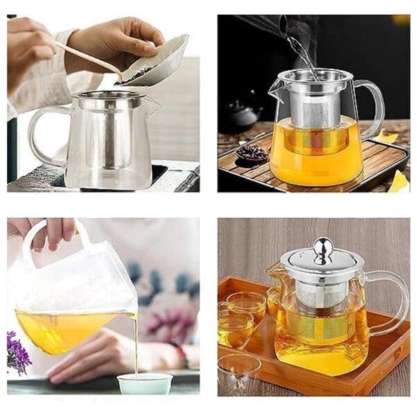 Ceainic din sticla cu infuzor, capacitate 750 ml