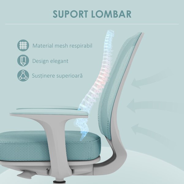 Vinsetto Scaun de Birou Ergonomic, Reglabil pe Înălțime și Respirabil, Verde | Aosom Romania