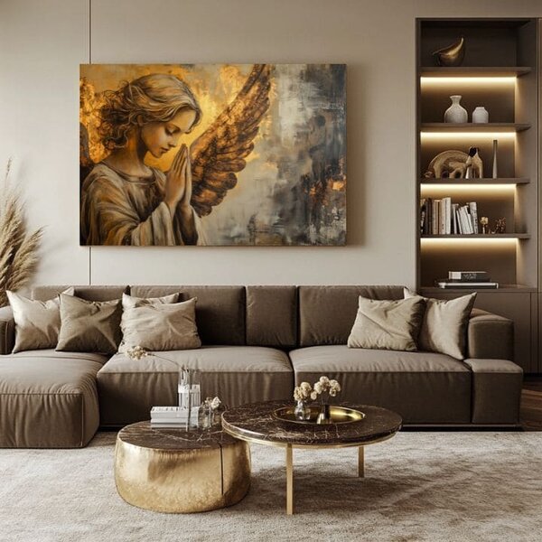 Tablouri cu îngeri Rugăciune de lumină | finisată de mâna artistului - 40x60 cm