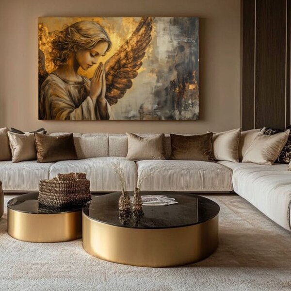 Tablouri cu îngeri Rugăciune de lumină | finisată de mâna artistului - 40x60 cm