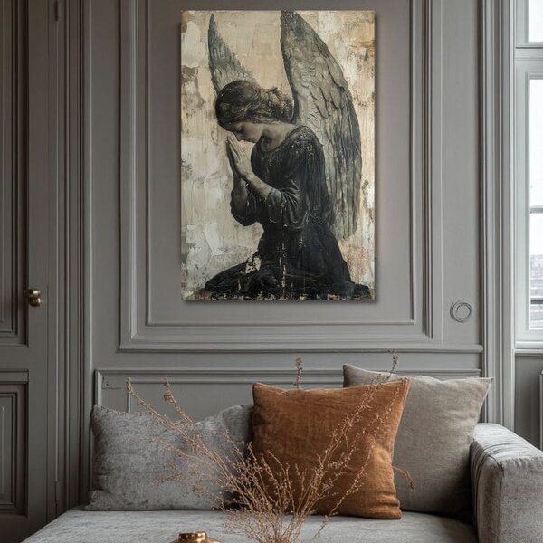 Tablouri de îngeri Rugăciune tăcută | finisată de mâna artistului - 40x60 cm