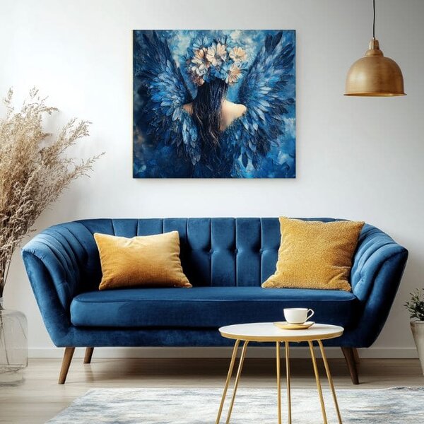 Tablouri de îngeri Față misterioasă | finisată de mâna artistului - 60x60 cm