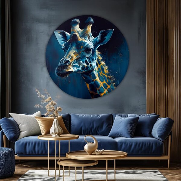 Tablouri rotunde cu acrilic Noapte girafa aura - 60 cm