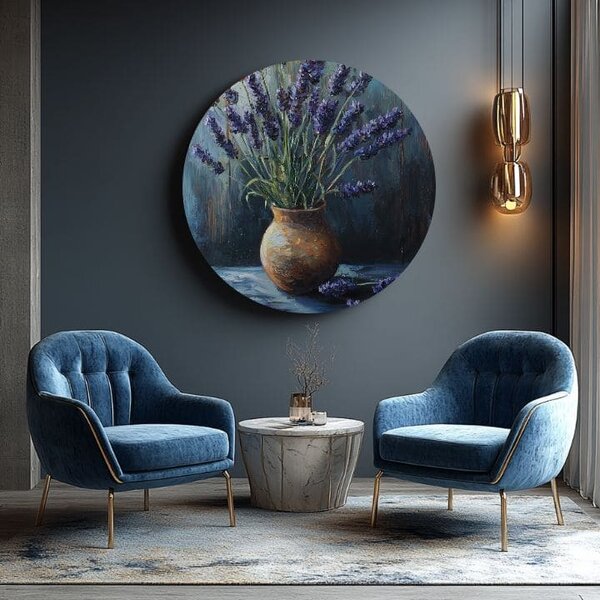 Tablouri rotunde cu acrilic Cadou lavanda - 60 cm