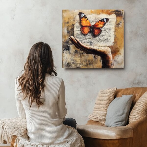 Vintage Image of Butterfly - poveste de dragoste - 60x60 cm