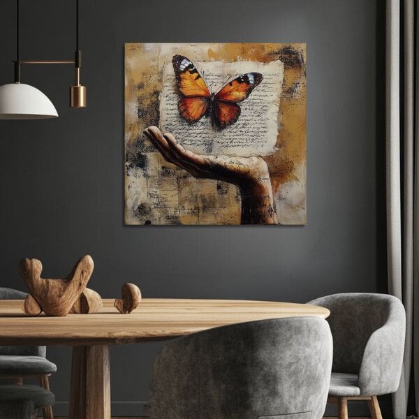 Vintage Image of Butterfly - poveste de dragoste - 60x60 cm