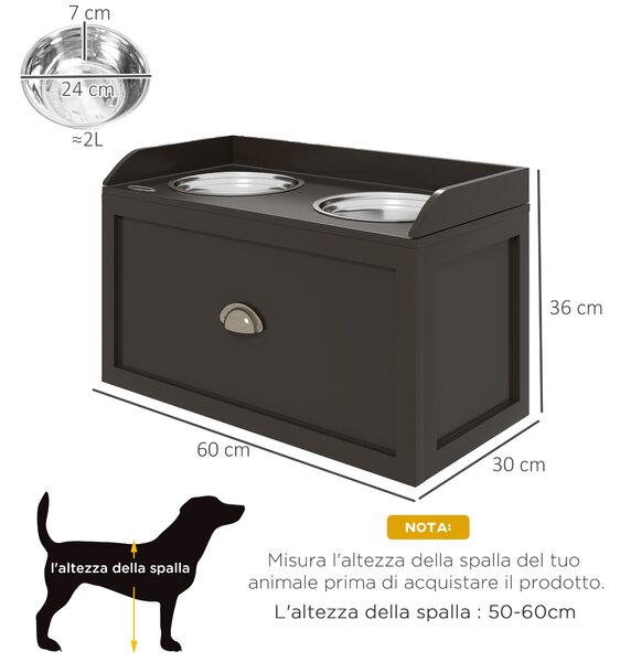 PawHut Statie Hranire Caini Mari – Suport inaltat cu 2 Boluri | Aosom Romania