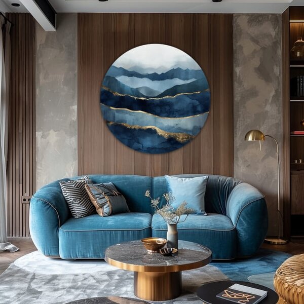 Tablouri rotunde cu acrilice Abstract Oceane - 60 cm