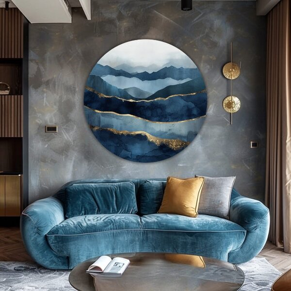 Tablouri rotunde cu acrilice Abstract Oceane - 60 cm