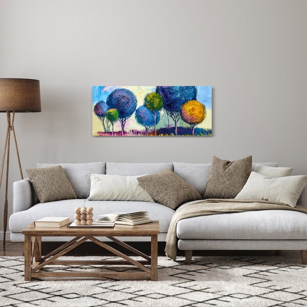 Tablou - Copaci, pictură în ulei (120x50 cm)