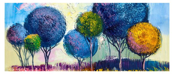 Tablou - Copaci, pictură în ulei (120x50 cm)