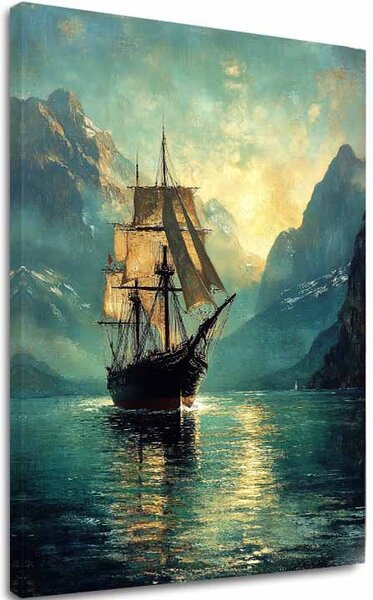 Tablou canvas Sailboat - Decorațiune romantică - 60x90 cm