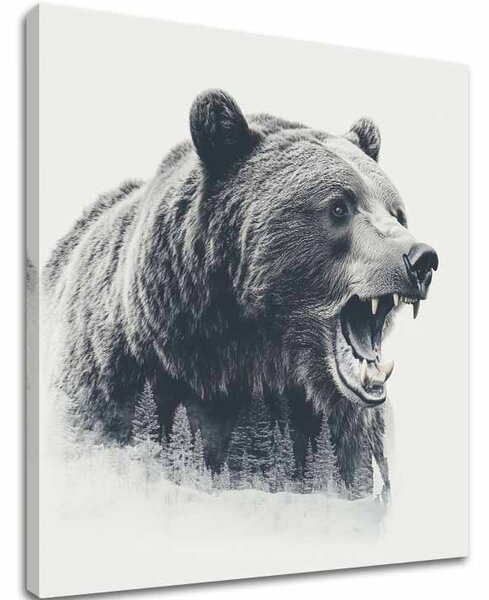 Tablou canvas Bear in Fog - Forest Motif - 70x70 cm