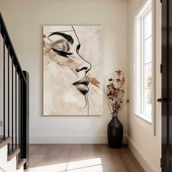 Portret de femeie în bej - 60x90 cm